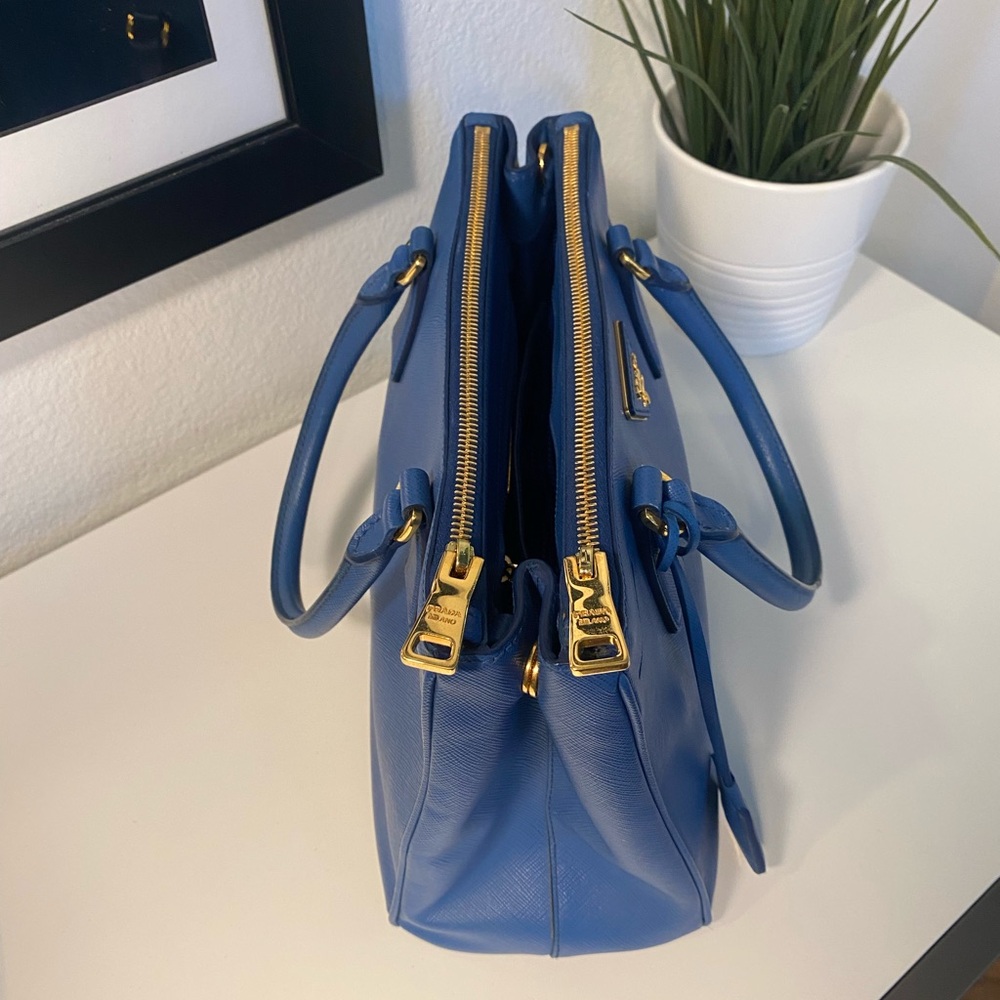 PRADA Galleria Small Saffiano Leather Tote In Blue - Picture 7 of 17